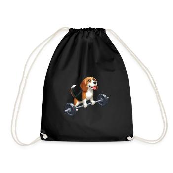Beagle Weightlifting Workout Strength - Drawstring Bag - black - Front
