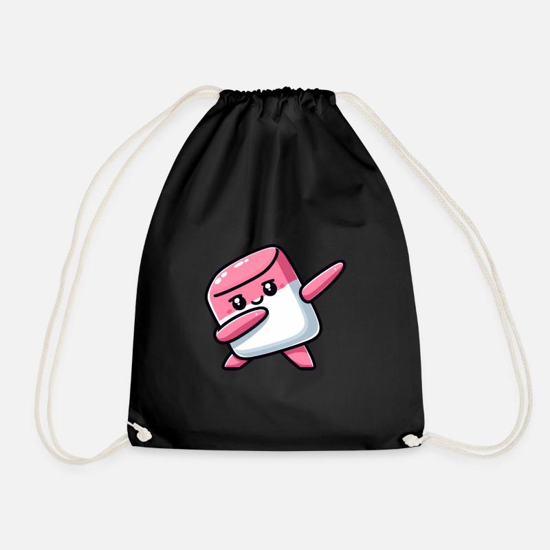 Süßer Marshmallow Dabbing Cartoon - Turnbeutel - Schwarz