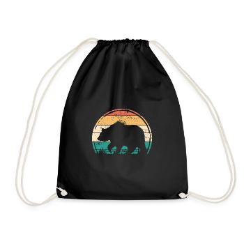 Bear animal wilderness bears daddy bear mom bear wild animal - Drawstring Bag - black - Front