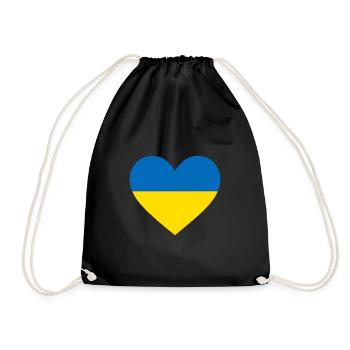 Ukraine, Heart, Flag, Love, Friendship, Peace - Drawstring Bag - black - Front