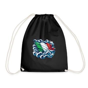 Italien Flagge Wasser Meer Wellen Ozean - Turnbeutel - Schwarz - Vorne