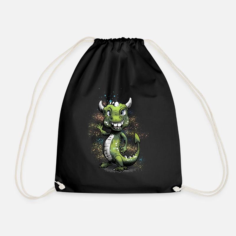 Farbiger Drache - Turnbeutel - Schwarz