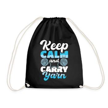 Keep calm and carry yarn - Turnbeutel - Schwarz - Vorne