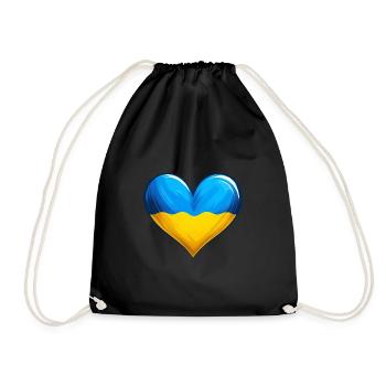 Ukraine Ukrainische Farben Herz Blau Gelb - Turnbeutel - Schwarz - Vorne
