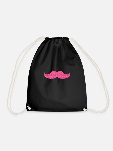 glittering moustache - Drawstring Bag - black