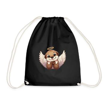 Otter Angel Water Rat with Wings - Drawstring Bag - black - Front