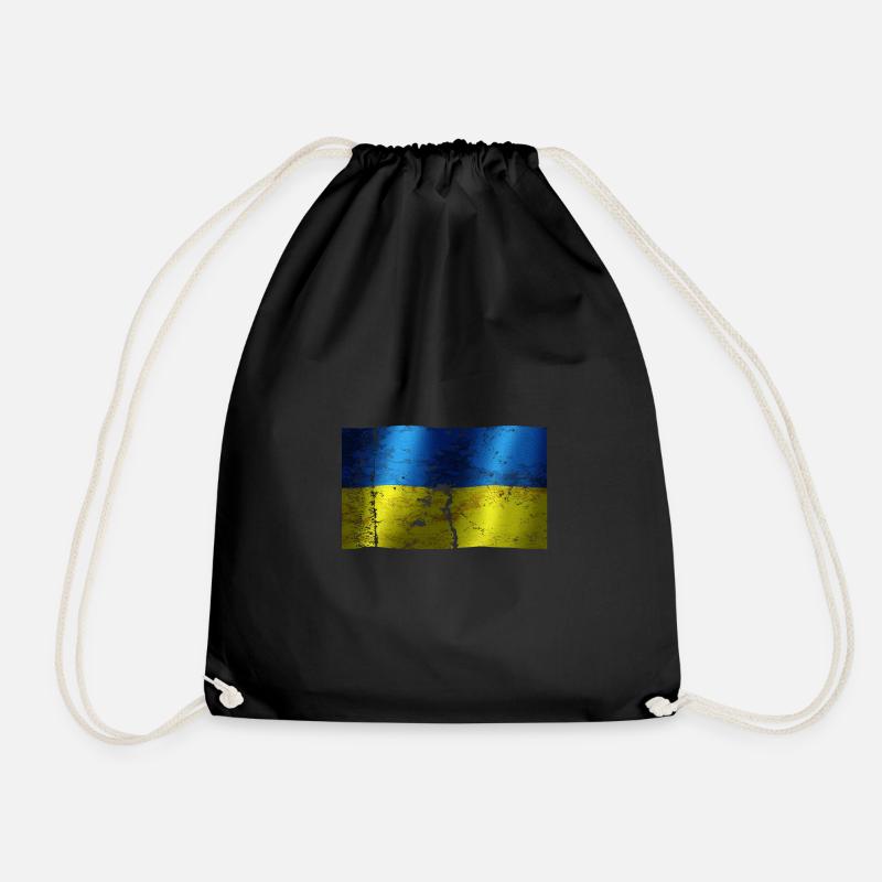 Ukraine flag a cool vintage used sport look - Drawstring Bag - black