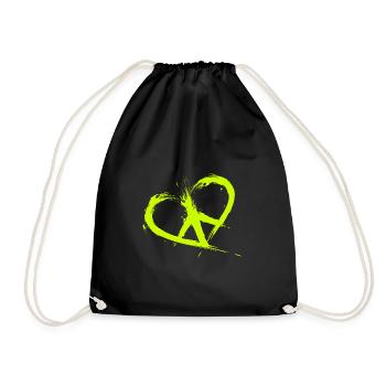 Peace Symbol Heart Hippy Peace Freedom - Drawstring Bag - black - Front