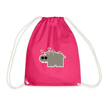 Hippo - Drawstring Bag - fuchsia - Front