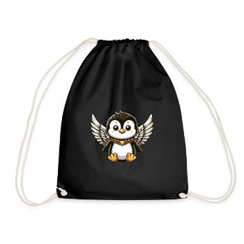 Conception de bande dessinée mignon pingouin ange - Sac de sport léger - noir - Devant