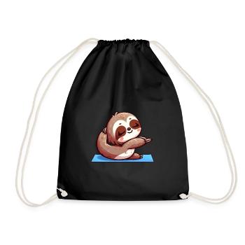 Sloth during Yoga & Gymnastics Exercises - Drawstring Bag - black - Front