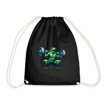 Muscular Frog Weightlifter Fitness - Drawstring Bag - black - Front