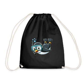 Süßer Pinguin Cartoon Taucher Tiefseetaucher - Turnbeutel - Schwarz - Vorne