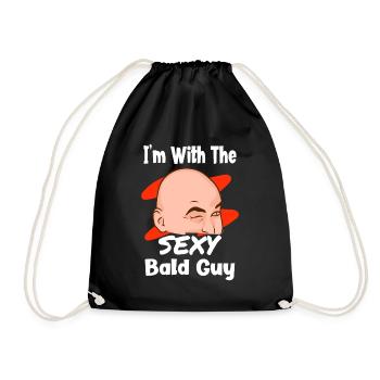 I'm With The Sexy Bald Guy Funny Bald Girlfriend - Drawstring Bag - black - Front