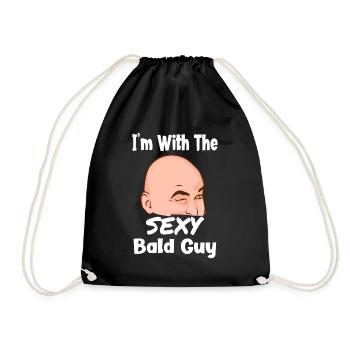 I'm With The Sexy Bald Guy Funny Bald Girlfriend - Drawstring Bag - black - Front