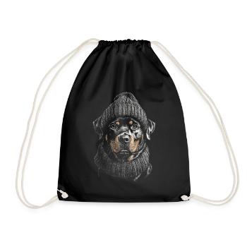 Rottweiler Pudelmütze Hunde Hund Rottie - Turnbeutel - Schwarz - Vorne