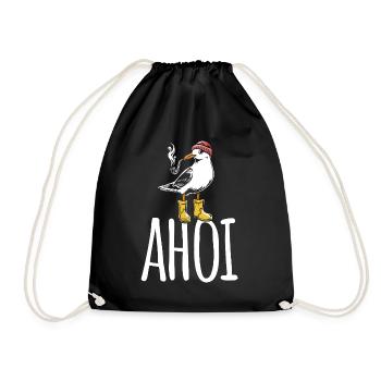Mouette - Ahoy - Mer du Nord - Cadeau - Sac de sport léger - noir - Devant