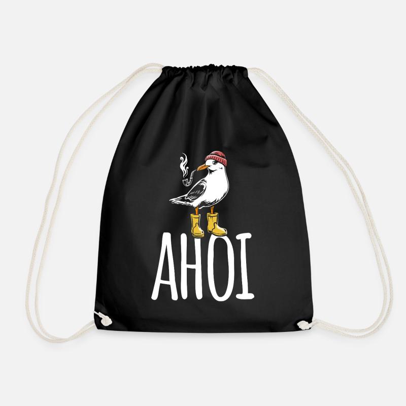 Möwe - Ahoi - Nordsee - Geschenk - Turnbeutel - Schwarz