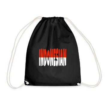 INDONESIAN flag letters colors - Drawstring Bag - black - Front