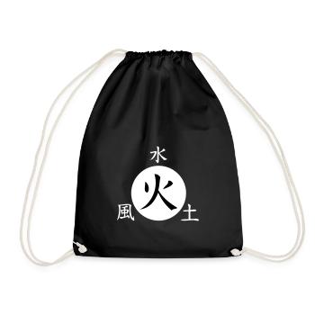 Japanischen Schriftzeichen Feuer Erde Wasser Wind - Turnbeutel - Schwarz - Vorne