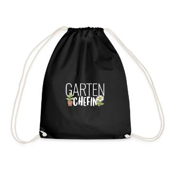 Gärtner Outfit mit dem Spruch Garten Chefin - Turnbeutel - Schwarz - Vorne