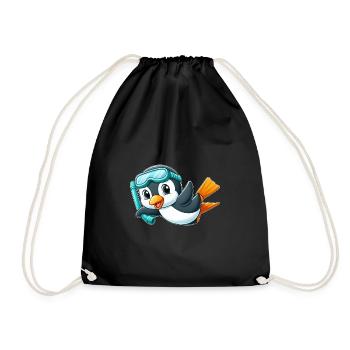 Süßer Pinguin Cartoon Taucher Tiefseetaucher - Turnbeutel - Schwarz - Vorne
