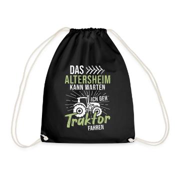 Landwirt Rentner Traktor Opa Bauernhof Rente - Turnbeutel - Schwarz - Vorne