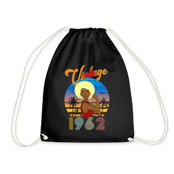 Geburtstag 1962 vintage blonde Afro Frau - Turnbeutel - Schwarz - Vorne