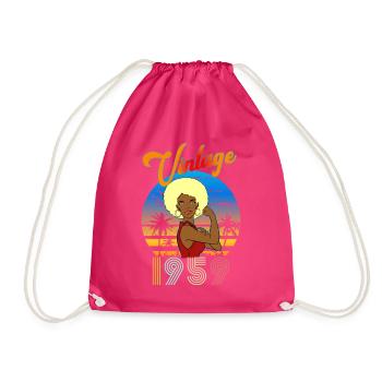 Jahrgang 1959 Vintage Frau Afroblond - Turnbeutel - Fuchsia - Vorne