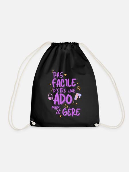 Cadeau Noel Ado - Je Gère - Humour Fille - Sac de sport léger - noir
