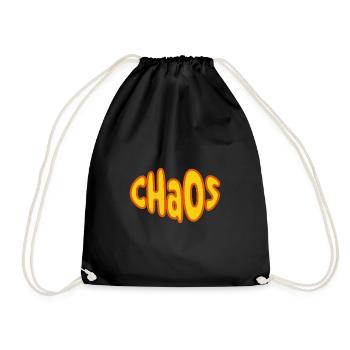 Chaos Schriftzug Retro Gelb Orange - Turnbeutel - Schwarz - Vorne