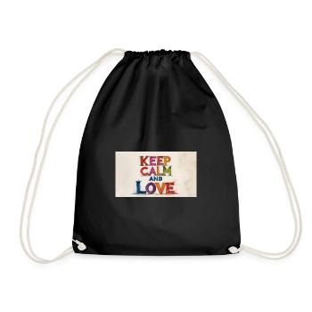 Retro Bunt Bleib ruhig und Liebe - Turnbeutel - Schwarz - Vorne