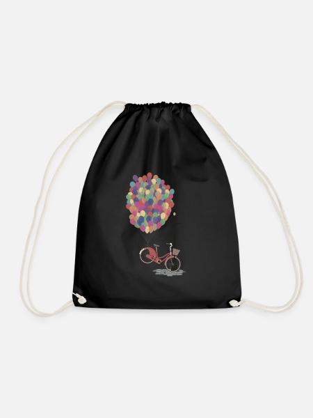 Love to Ride my Bike with Balloons - Drawstring Bag - black