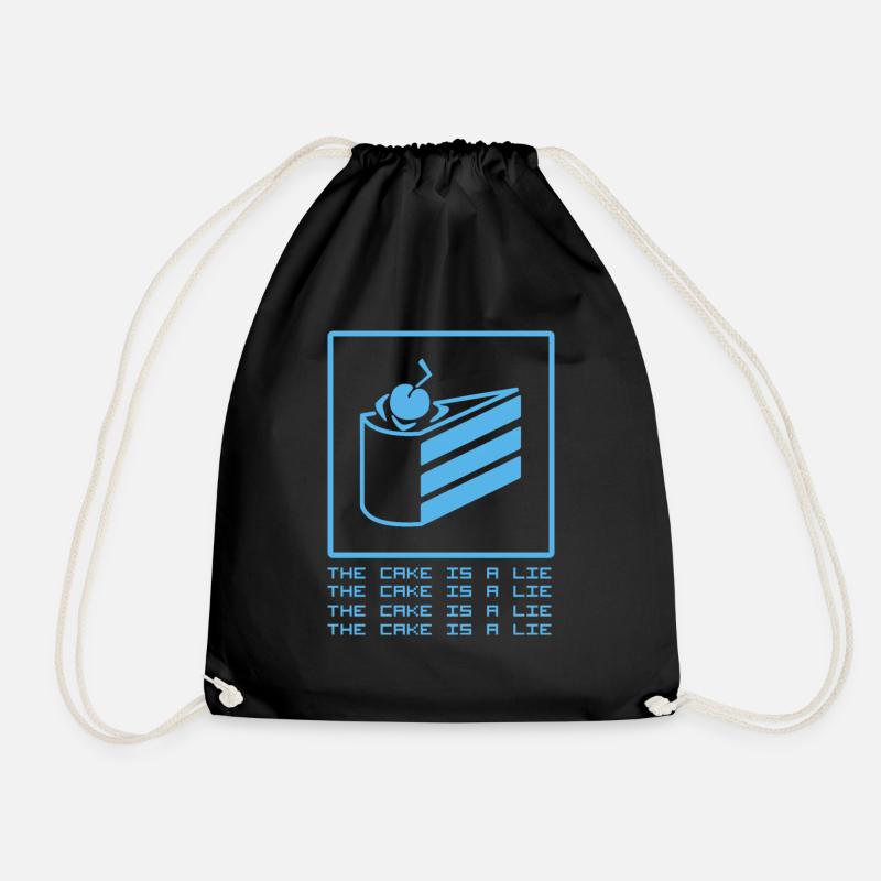 THE CAKE IS A LIE - Drawstring Bag - black