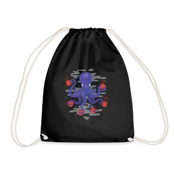 Coffee Octopus - Drawstring Bag - black - Front