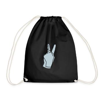 peace gray blue - Drawstring Bag - black - Front