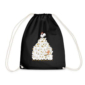 bunch of chickens - Drawstring Bag - black - Front