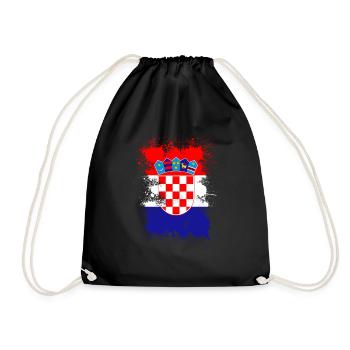 Kroatien - Turnbeutel - Schwarz - Vorne