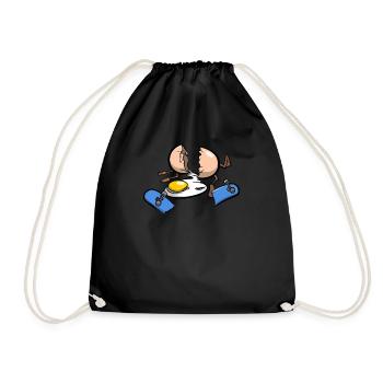 Skateboard accident egg - Drawstring Bag - black - Front