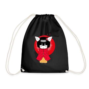 Kleine Katze Geisha Japanisch - Turnbeutel - Schwarz - Vorne