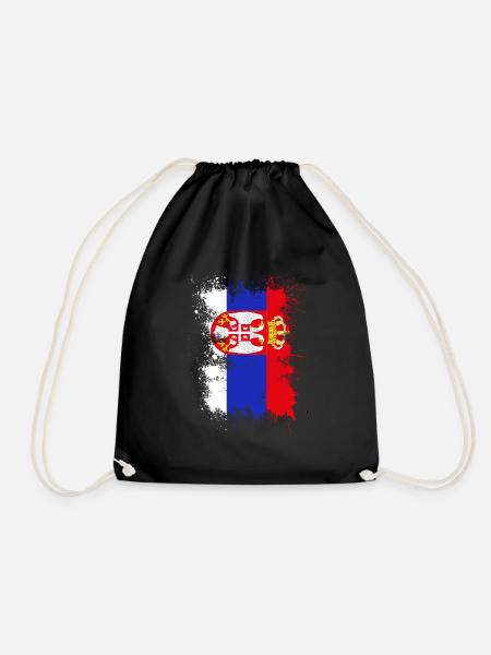 Serbia flag color spot - Drawstring Bag - black