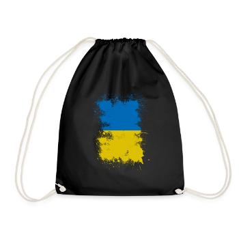 Ukraine Flagge Farbfleck Kunst - Turnbeutel - Schwarz - Vorne