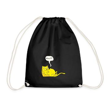Cat Hangover Kitty Lining Gift Funny Dick Yellow - Drawstring Bag - black - Front