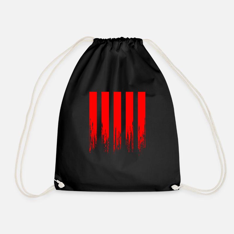STRIPES RED - Drawstring Bag - black