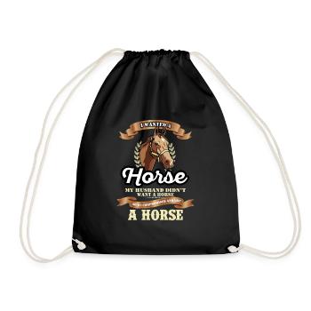 i wanted a horse - Drawstring Bag - black - Front