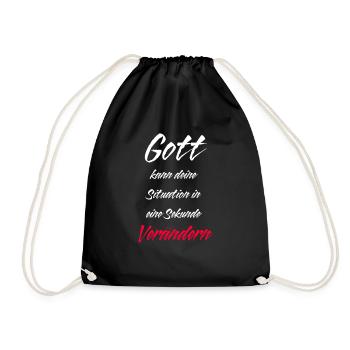 God changes your situation / Jesus / Christian - Drawstring Bag - black - Front