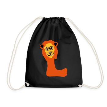 lion letter l animals - Drawstring Bag - black - Front