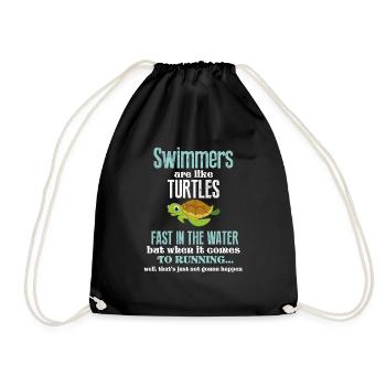 swimmers are like turtles - Drawstring Bag - black - Front