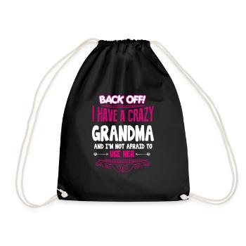 crazy grandma - Drawstring Bag - black - Front