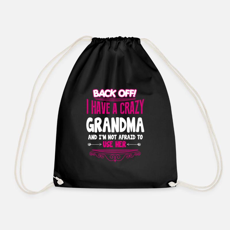 crazy grandma - Drawstring Bag - black